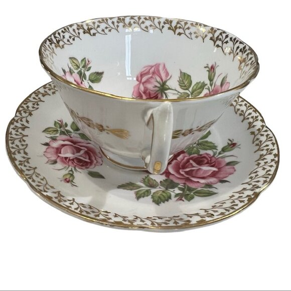 Vintage Collingwood Fine Bone China Tea Cup & Saucer Mauve Pink Roses w/ Gold - Picture 2 of 12